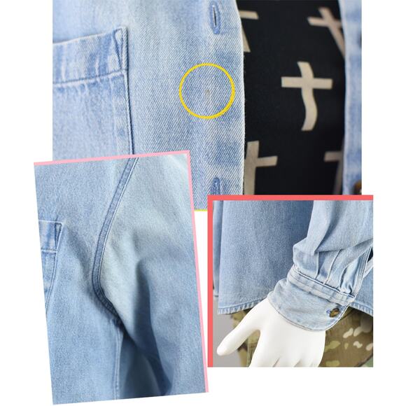 Vintage Distressed Long Sleeve Denim Work Shirt Men's Medium - Picture 6 of 10